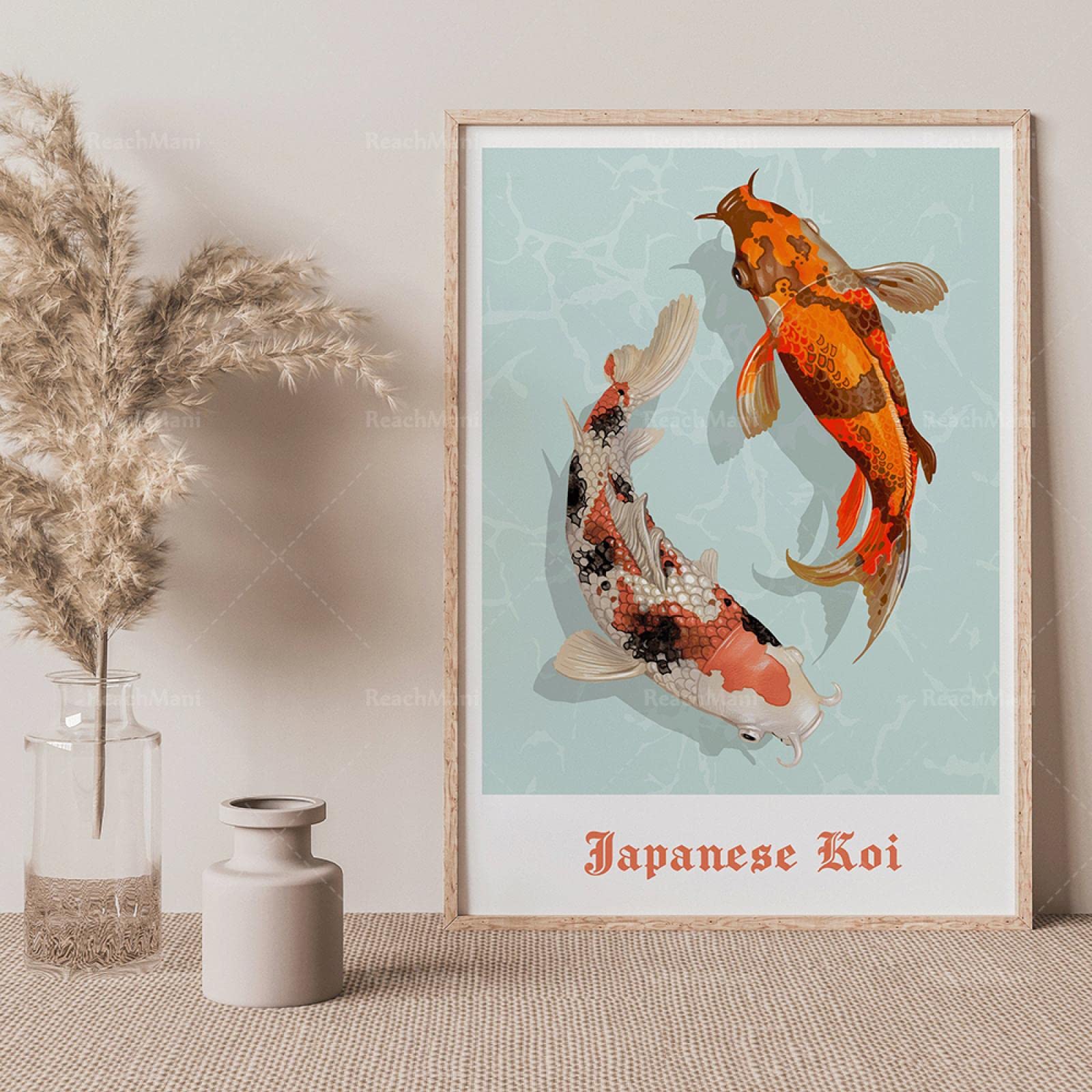 値下げ！【新品】福引きの鯉 リビングルーム装飾画 玄関装飾画X6